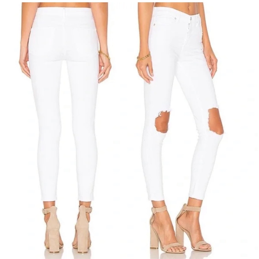 FREE PEOPLE Jean Busted Skinny In White